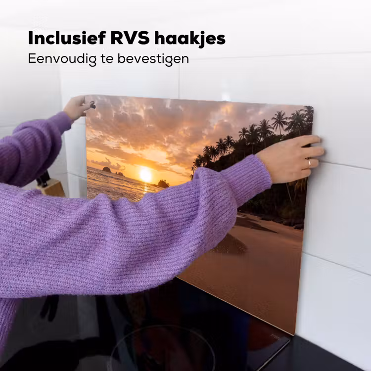 Strand - Zonsondergang - Natuur - Tropisch - Oranje Inductie beschemer met haakjes klein -ky-ophangen-nl