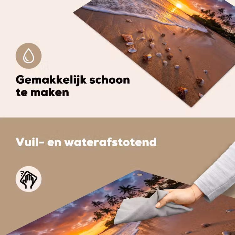Strand - Zonsondergang - Palmbomen - Natuur - Oranje Inductie beschemer met haakjes klein -ky-schoon-nl