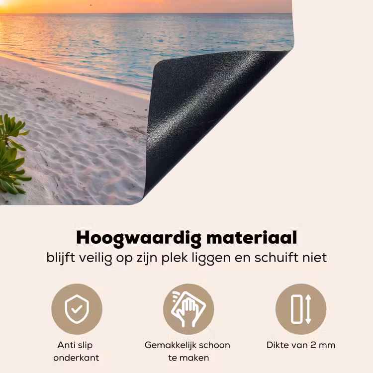 Strand - Zonsondergang - Palmbomen - Tropisch - Natuur Inductie beschemer met haakjes klein -ky-onderkant-nl