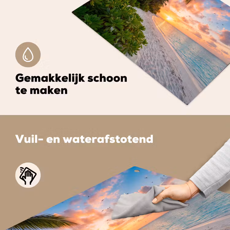 Strand - Zonsondergang - Palmbomen - Tropisch - Natuur Inductie beschemer met haakjes klein -ky-schoon-nl