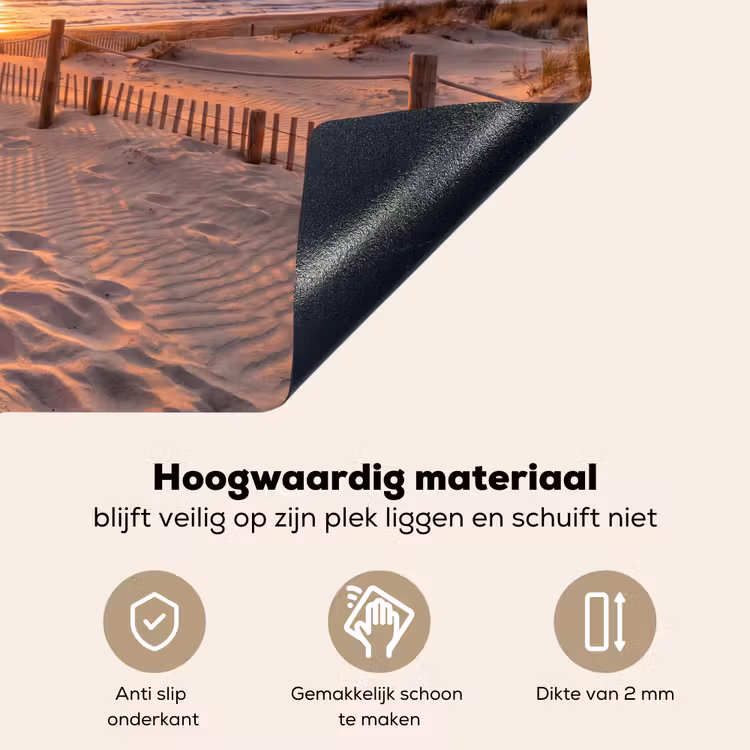 Strand - Zonsondergang - Zee - Natuur - Oranje Inductie beschemer met haakjes klein -ky-onderkant-nl