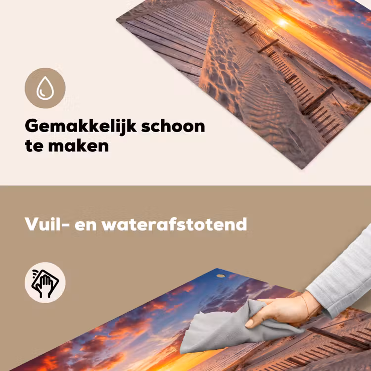 Strand - Zonsondergang - Zee - Natuur - Oranje Inductie beschemer met haakjes klein -ky-schoon-nl
