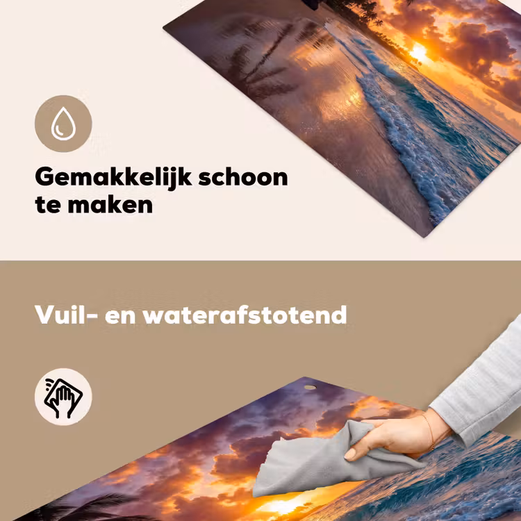 Strand - Zonsopgang - Tropisch - Natuur - Oranje Inductie beschemer met haakjes klein -ky-schoon-nl