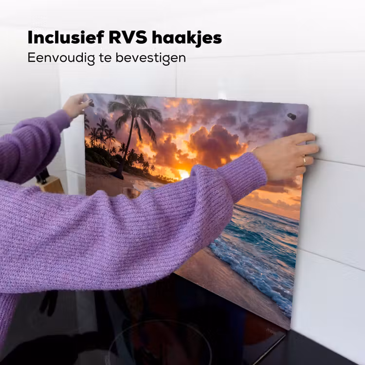 Strand - Zonsopgang - Tropisch - Natuur - Oranje Inductie beschemer met haakjes klein -ky-ophangen-nl