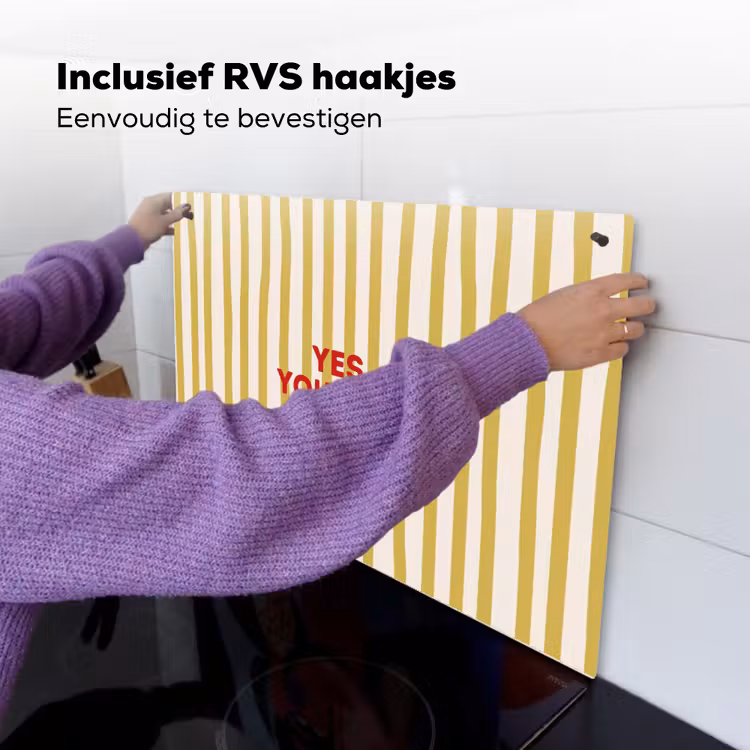 Strepen - Abstract - Yes you can - Rood Inductie beschemer met haakjes klein -ky-ophangen-nl
