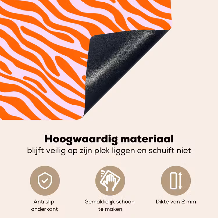 Strepen - Dynamisch - Oranje Inductie beschemer met haakjes klein 777 -ky-onderkant-nl