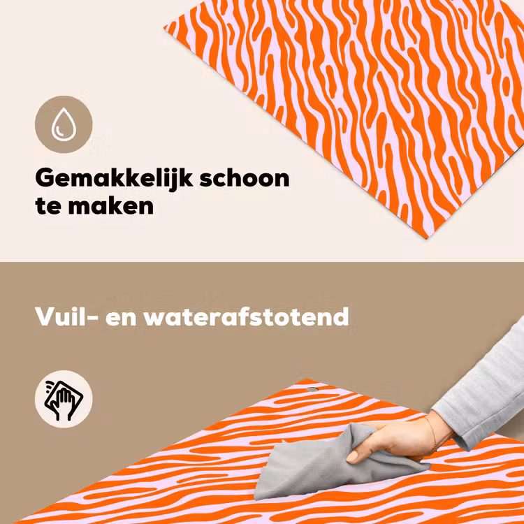 Strepen - Dynamisch - Oranje Inductie beschemer met haakjes klein 777 -ky-schoon-nl
