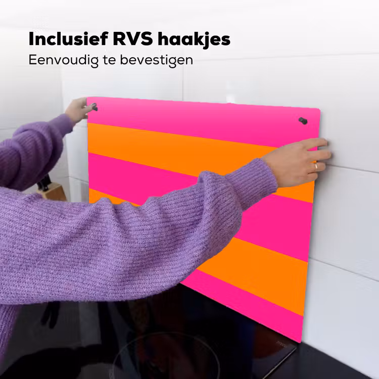Strepen - Horizontaal - Roze Inductie beschemer met haakjes klein 777 -ky-ophangen-nl