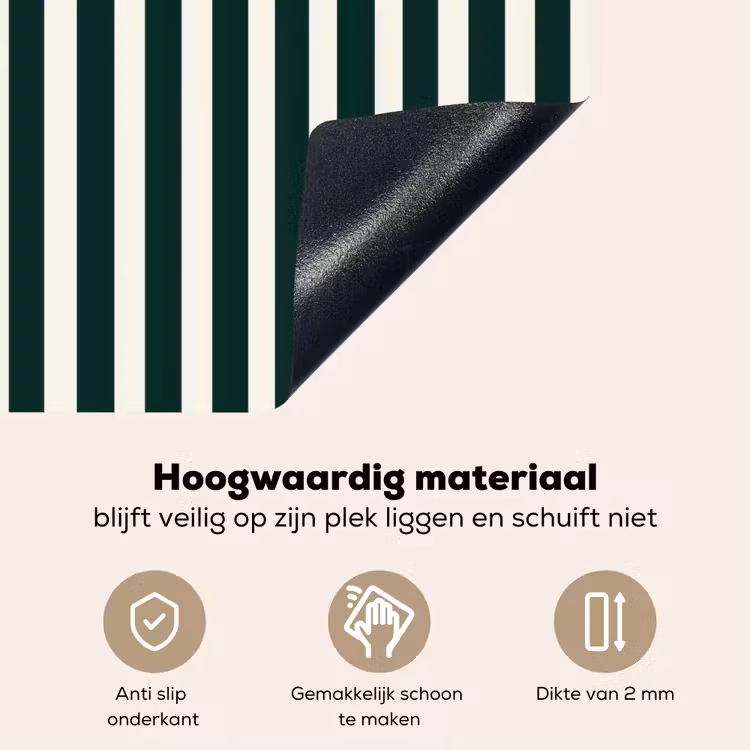 Strepen - Klassiek - Groen Inductie beschemer met haakjes klein 777 -ky-onderkant-nl