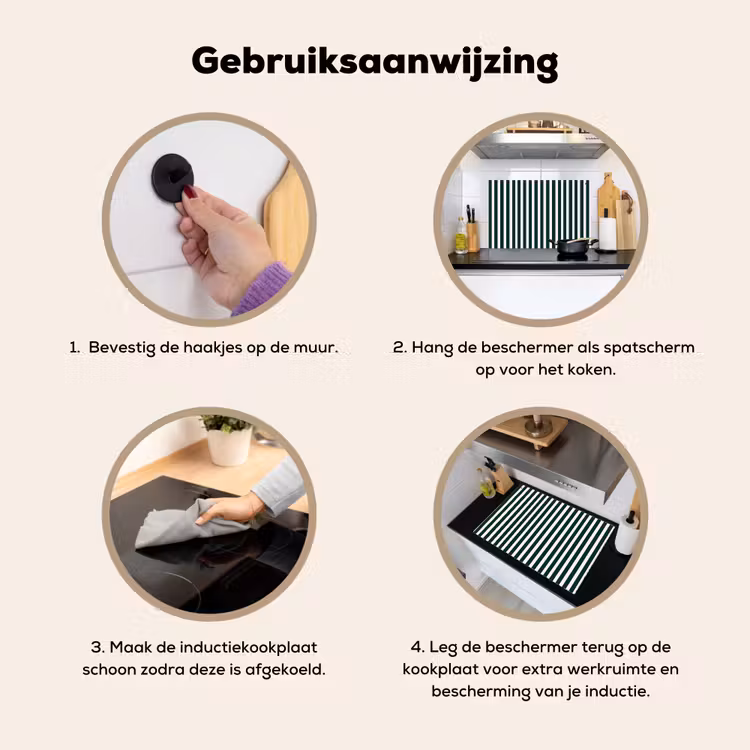 Strepen - Klassiek - Groen Inductie beschemer met haakjes klein 777 -ky-gebruik-nl