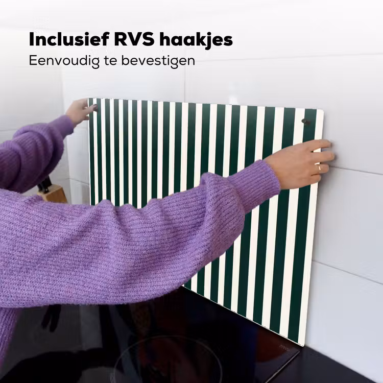 Strepen - Klassiek - Groen Inductie beschemer met haakjes klein 777 -ky-ophangen-nl