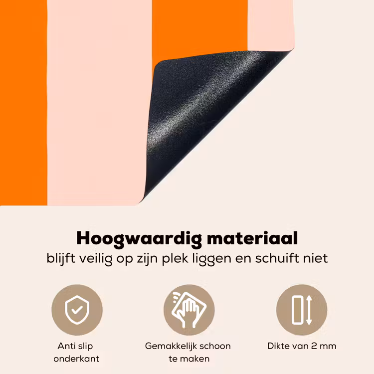 Strepen - Modern - Oranje Inductie beschemer met haakjes klein 777 -ky-onderkant-nl