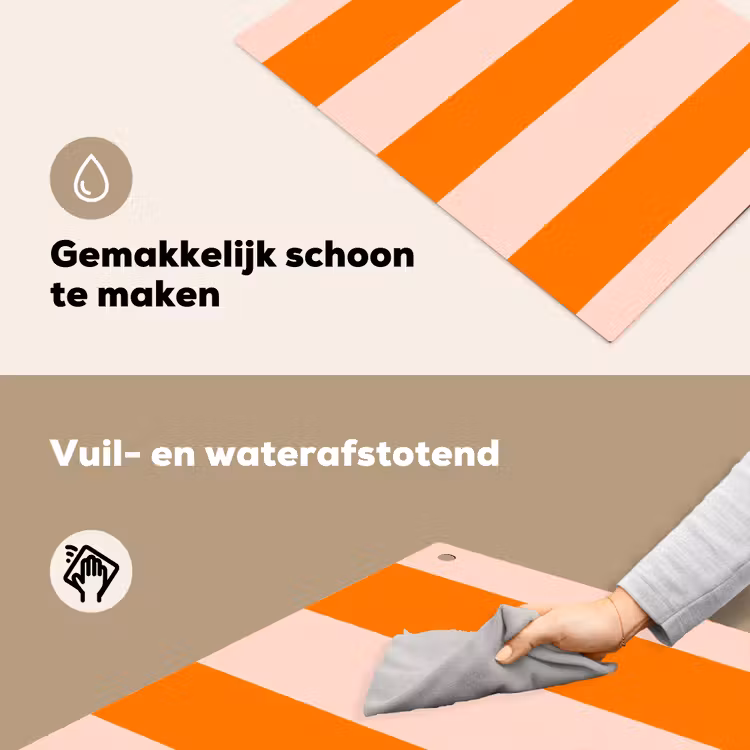 Strepen - Modern - Oranje Inductie beschemer met haakjes klein 777 -ky-schoon-nl