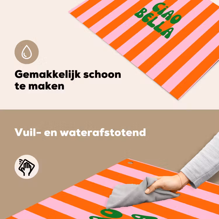 Strepen - Oranje - Verticaal - Ciao bella Inductie beschemer met haakjes klein -ky-schoon-nl