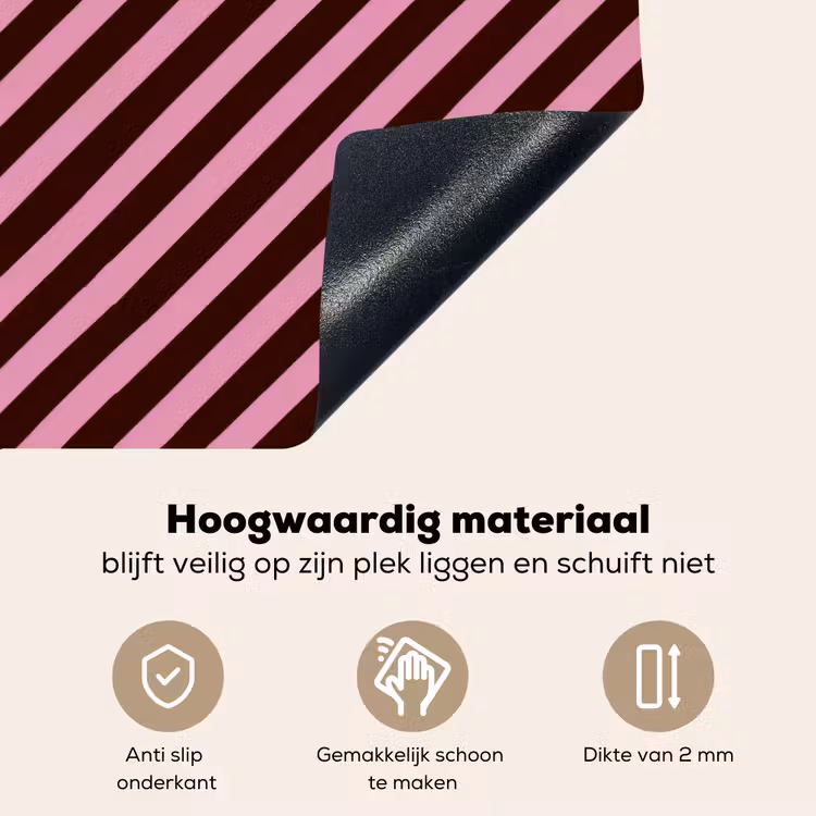 Strepen - Roze - Bruin Inductie beschemer met haakjes klein 777 -ky-onderkant-nl