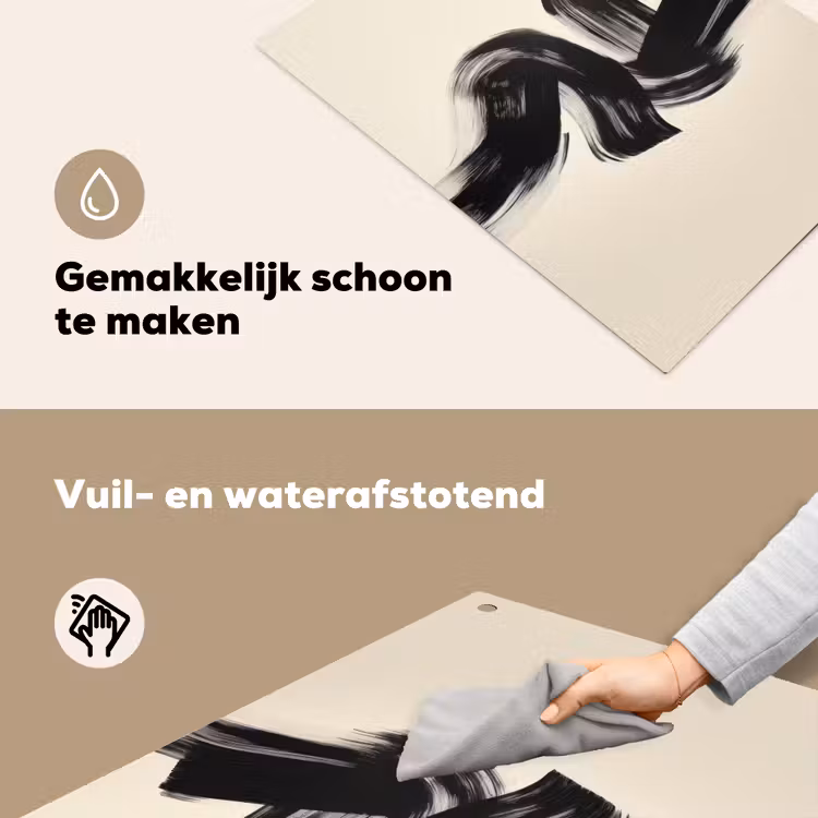 Strepen - Zwart - Abstract Inductie beschemer met haakjes klein -ky-schoon-nl