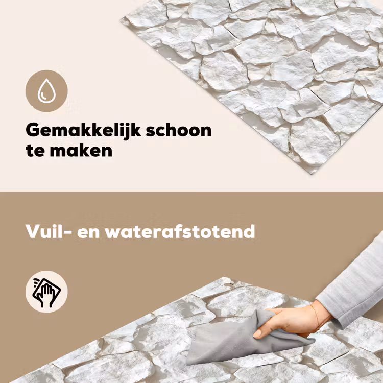 Structuur - Rots - Wit Inductie beschemer met haakjes klein 777 -ky-schoon-nl