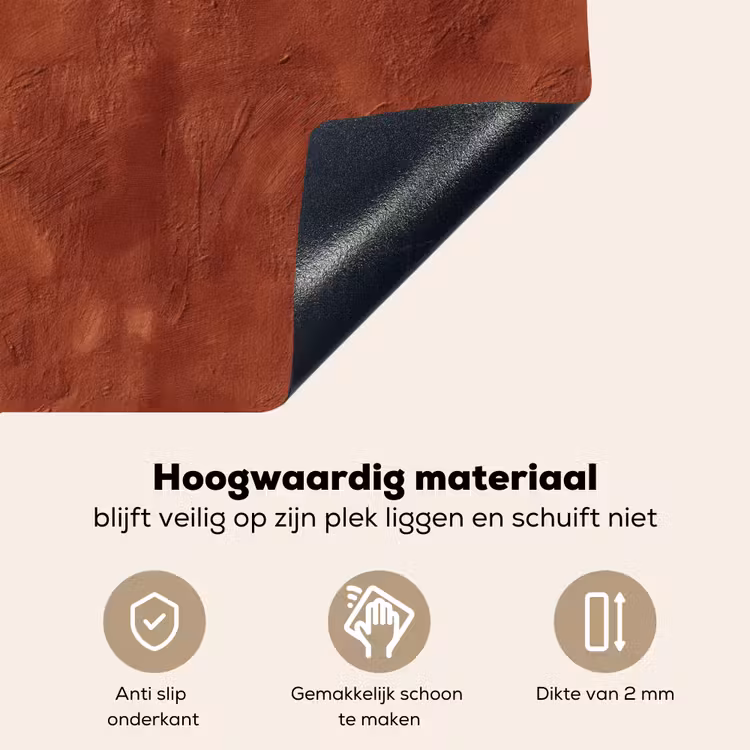 Stucwerk - Textuur - Terracotta Inductie beschemer met haakjes klein 777 -ky-onderkant-nl