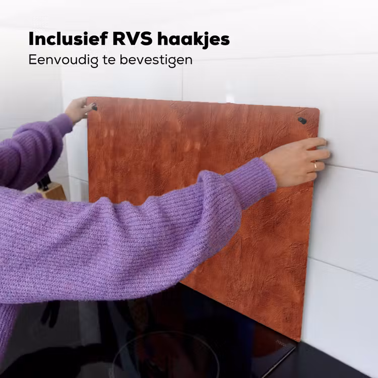 Stucwerk - Textuur - Terracotta Inductie beschemer met haakjes klein 777 -ky-ophangen-nl