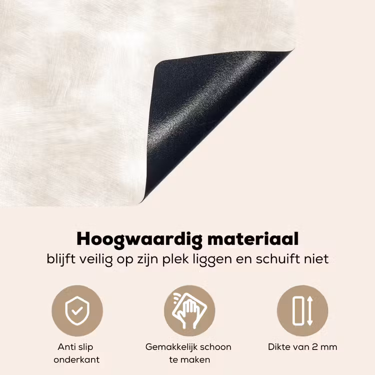 Subtiel - Structuur - Beige Inductie beschemer met haakjes klein 777 -ky-onderkant-nl