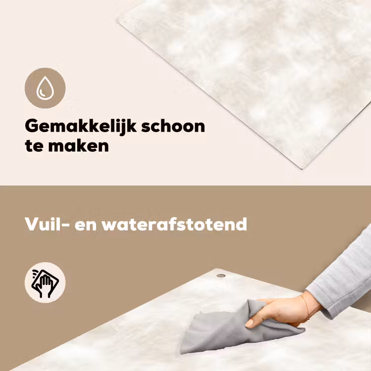 Subtiel - Structuur - Beige Inductie beschemer met haakjes klein 777 -ky-schoon-nl