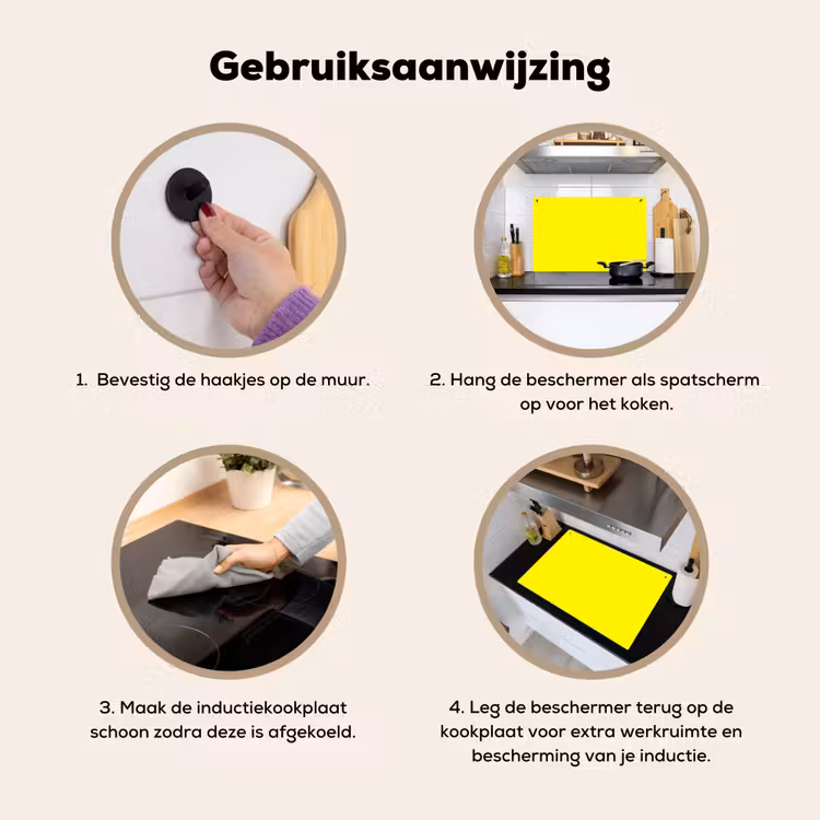 Sunshine - Glow - Geel Inductie beschemer met haakjes klein 777 -ky-gebruik-nl