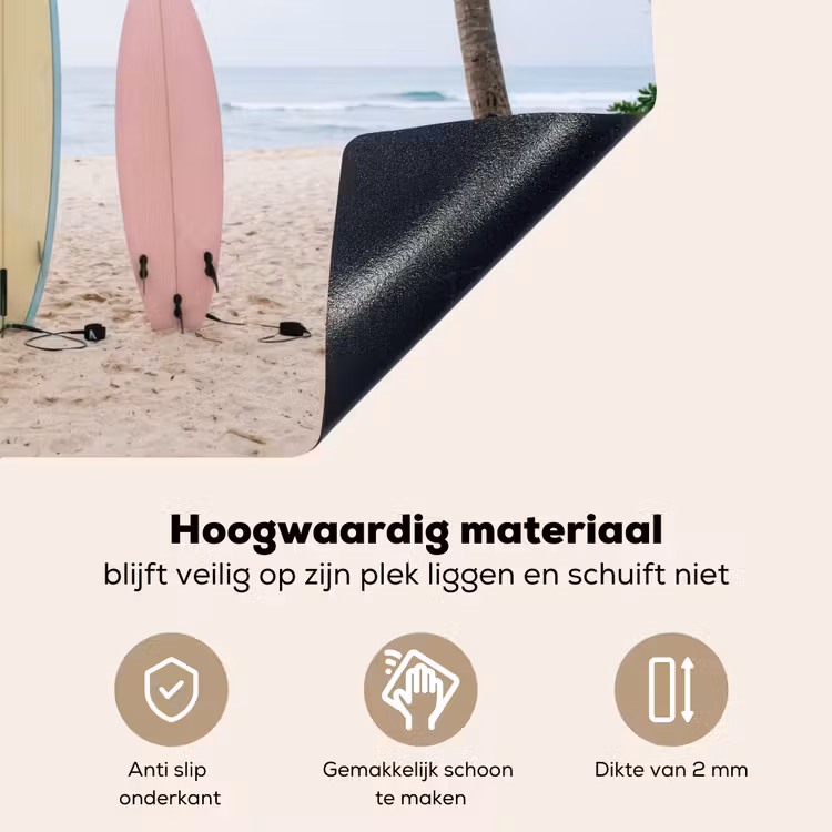Surfboard - Palmbomen - Kleurrijk Inductie beschemer met haakjes klein -ky-onderkant-nl