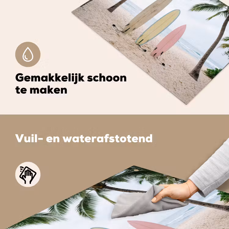 Surfboard - Palmbomen - Kleurrijk Inductie beschemer met haakjes klein -ky-schoon-nl
