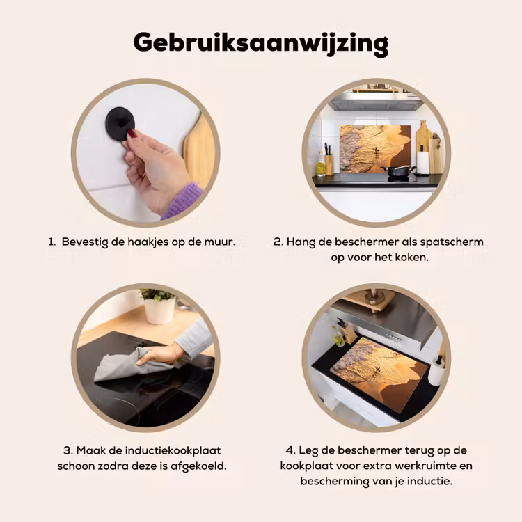 Surfer - Strand - Zonsondergang - Oceaan - Goud Inductie beschemer met haakjes klein -ky-gebruik-nl