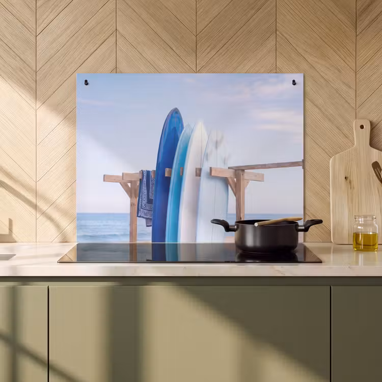 Surfplank - Strand - Zomer - Blauw - Water Inductie beschemer met haakjes klein -sfeer2