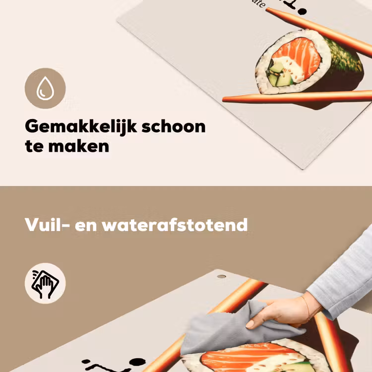 Sushi - Zalm - Rijst - Japans Inductie beschemer met haakjes klein -ky-schoon-nl