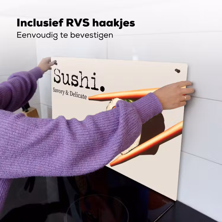 Sushi - Zalm - Rijst - Japans Inductie beschemer met haakjes klein -ky-ophangen-nl