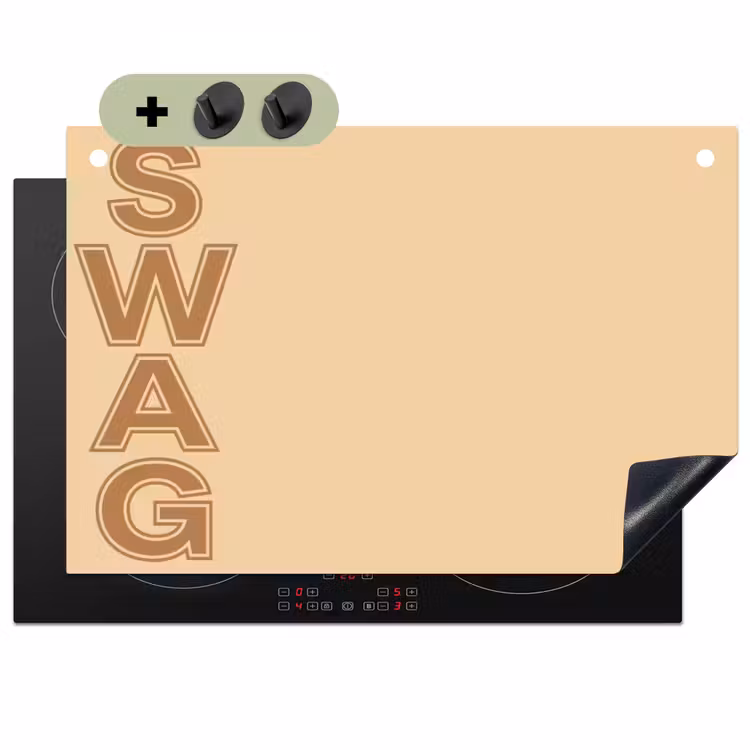 Swag - Bruin - Beige Inductie beschemer met haakjes klein -3d