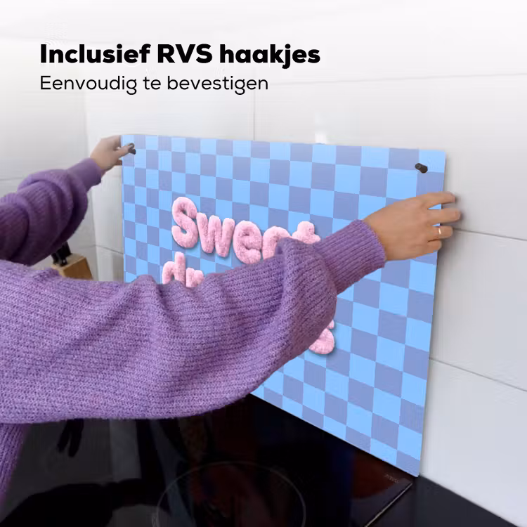 Sweet dreams - Vierkanten - Roze - Blauw Inductie beschemer met haakjes klein -ky-ophangen-nl