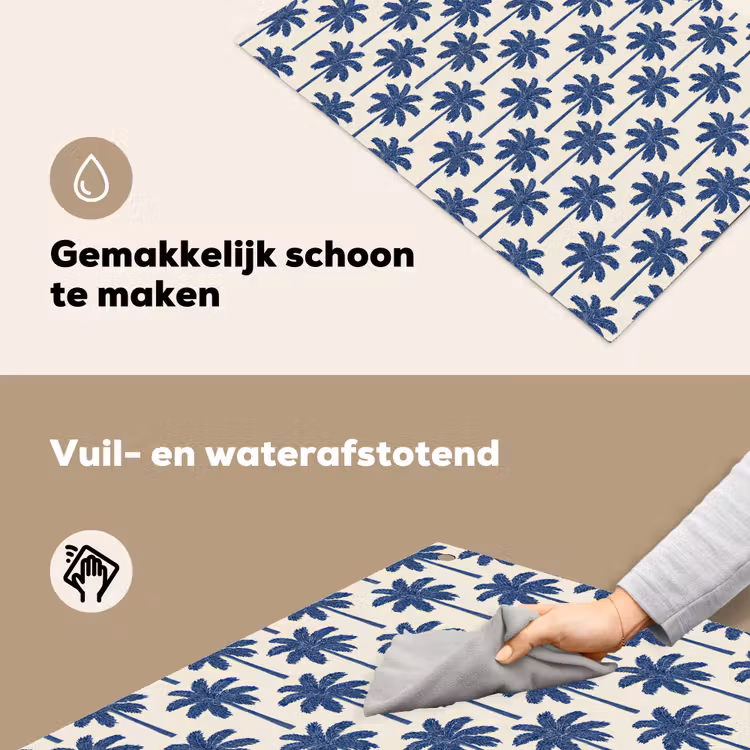 Symmetrisch - Palm - Blauw Inductie beschemer met haakjes klein 777 -ky-schoon-nl