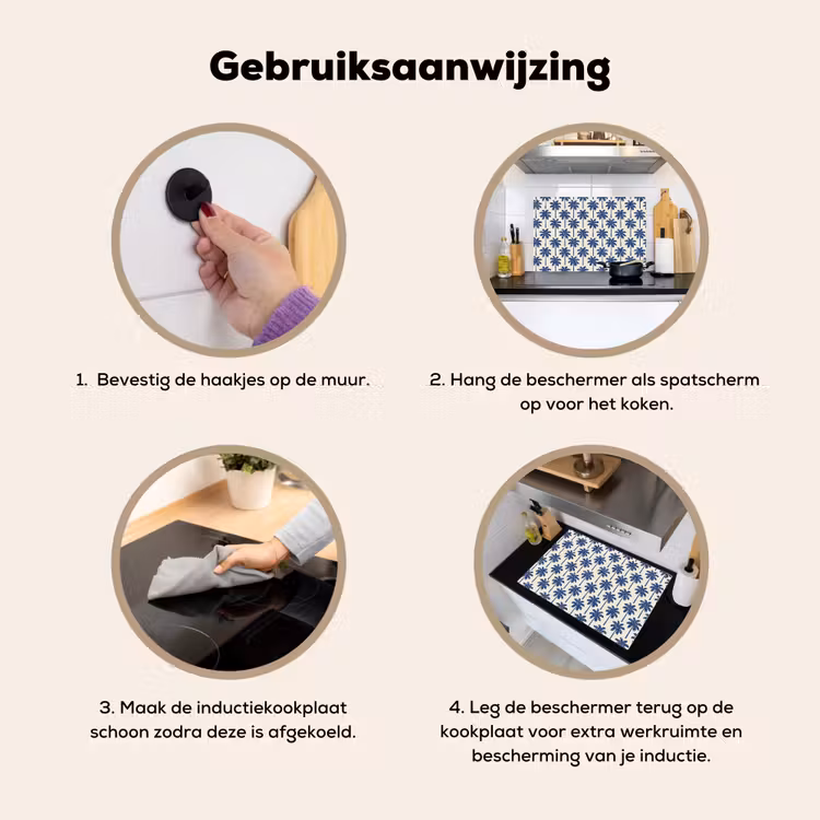 Symmetrisch - Palm - Blauw Inductie beschemer met haakjes klein 777 -ky-gebruik-nl
