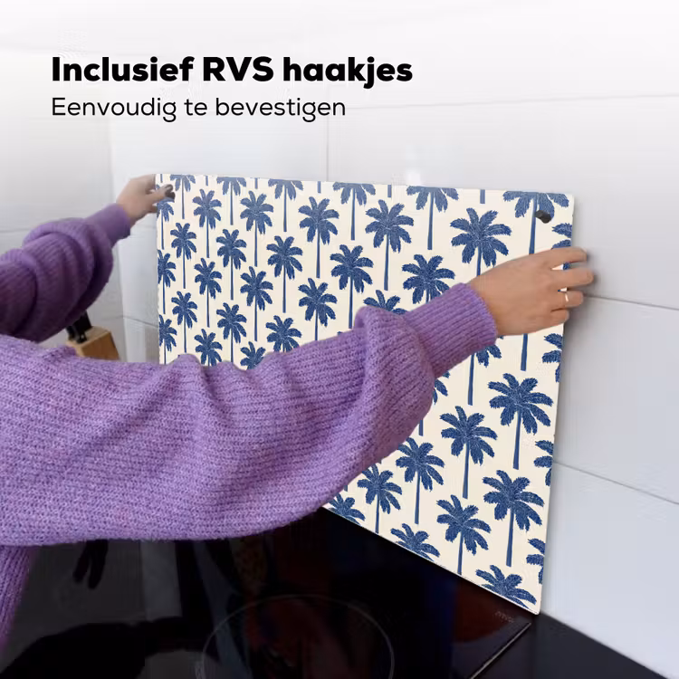 Symmetrisch - Palm - Blauw Inductie beschemer met haakjes klein 777 -ky-ophangen-nl