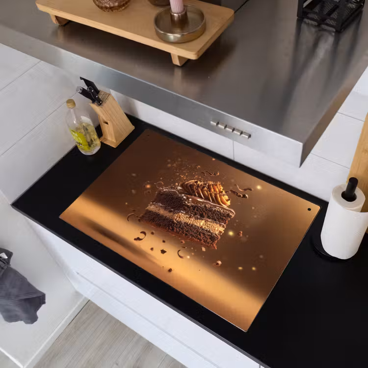 Taart - Chocolade - Eten - Brownie Inductie beschemer met haakjes klein -sfeer1