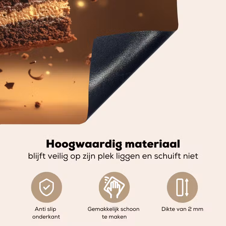 Taart - Chocolade - Eten - Brownie Inductie beschemer met haakjes klein -ky-onderkant-nl