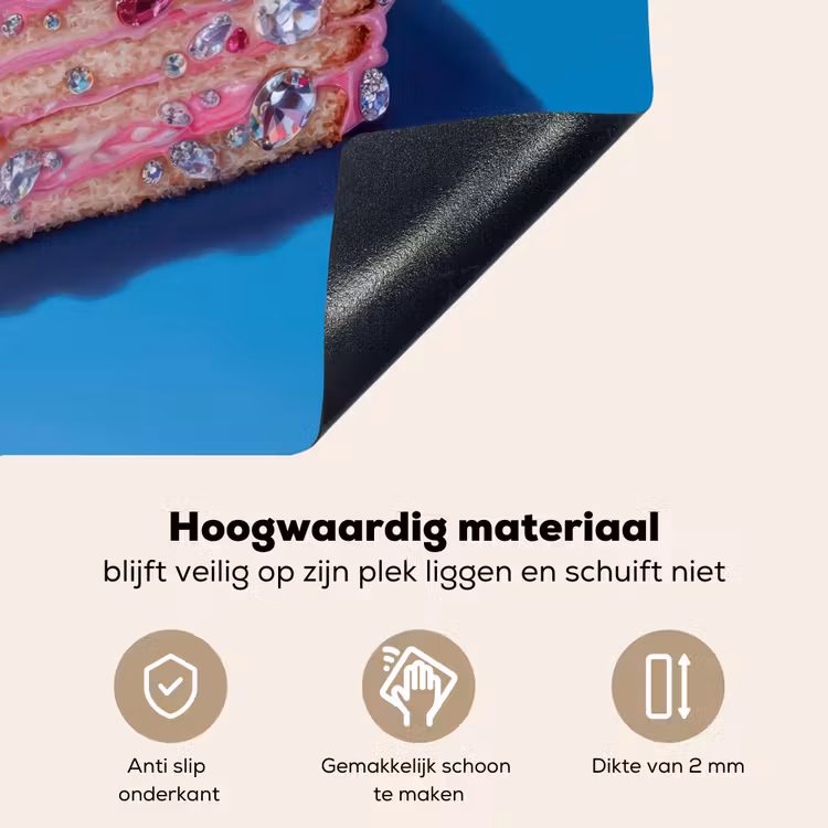 Taart - Edelstenen - Glitters - Roze Inductie beschemer met haakjes middel -ky-onderkant-nl