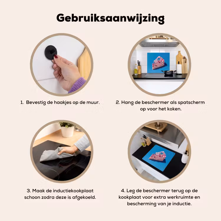 Taart - Edelstenen - Glitters - Roze Inductie beschemer met haakjes middel -ky-gebruik-nl