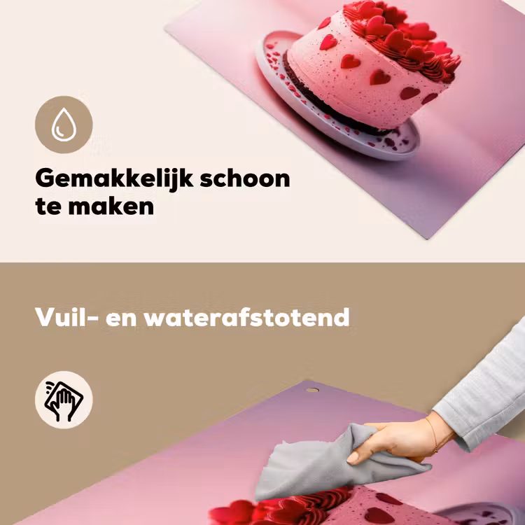 Taart - Hart - Roze Inductie beschemer met haakjes klein -ky-schoon-nl