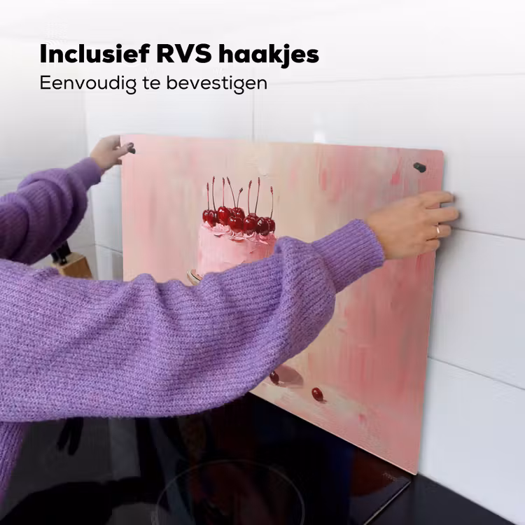 Taart - Pink - Cherry Inductie beschemer met haakjes klein -ky-ophangen-nl