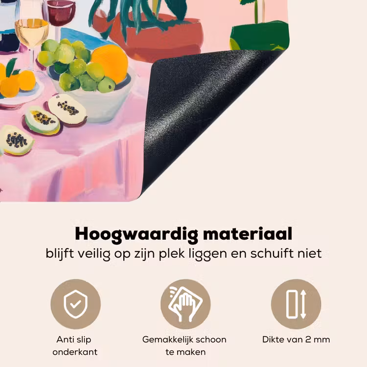 Tafel - Wijn - Fruit Inductie beschemer met haakjes klein -ky-onderkant-nl