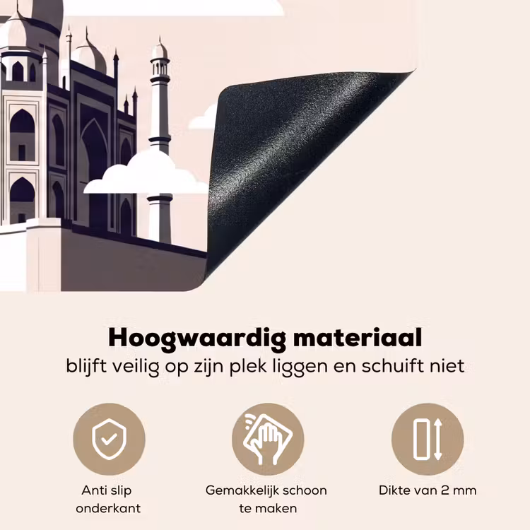 Taj Mahal - Zon - Koepel - Architectuur - India - Grafisch Inductie beschemer met haakjes klein -ky-onderkant-nl