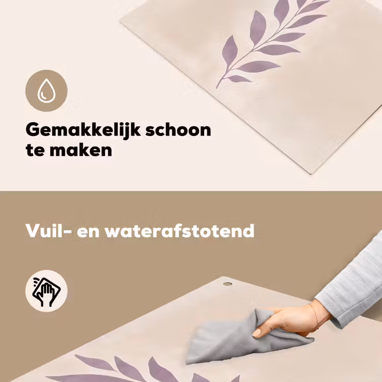 Tak - Bladeren - Minimalistisch - Beige Inductie beschemer met haakjes klein -ky-schoon-nl