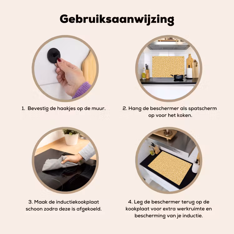 Takjes - Patroon - Oker Inductie beschemer met haakjes klein 777 -ky-gebruik-nl