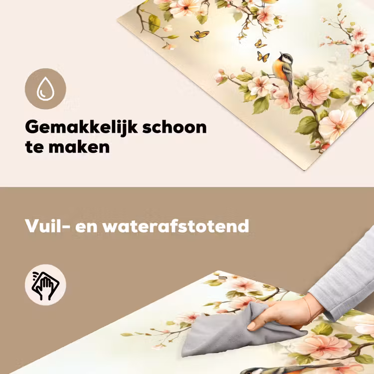 Takken - Bloemen - Vogeltjes - Roze Inductie beschemer met haakjes klein -ky-schoon-nl
