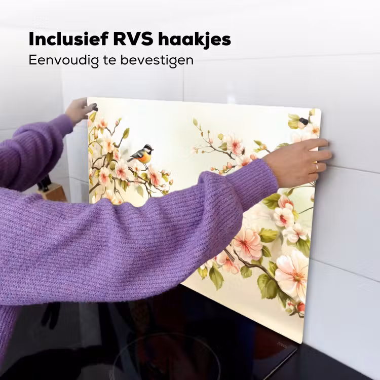 Takken - Bloemen - Vogeltjes - Roze Inductie beschemer met haakjes klein -ky-ophangen-nl