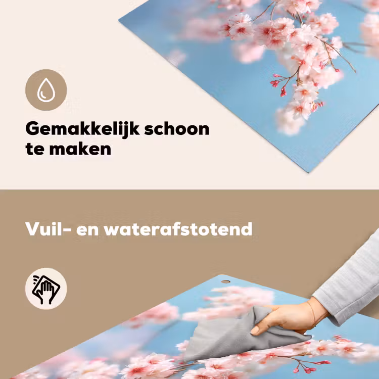 Takken - Bloesems - Roze Inductie beschemer met haakjes middel -ky-schoon-nl